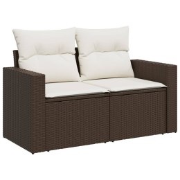 VidaXL Sofa ogrodowa z poduszkami, 2-osobowa, brązowa, polirattan