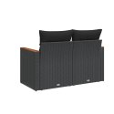 VidaXL Sofa ogrodowa z poduszkami, 2-osobowa, czarna, polirattan