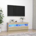 VidaXL Szafka TV z oświetleniem LED, dąb sonoma, 100x35x40 cm