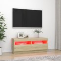 VidaXL Szafka TV z oświetleniem LED, dąb sonoma, 100x35x40 cm