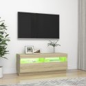 VidaXL Szafka TV z oświetleniem LED, dąb sonoma, 100x35x40 cm