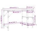 VidaXL Biurko dąb sonoma 120x50x75 cm metal i materiał drewnopochodny