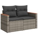 VidaXL Sofa ogrodowa z poduszkami, 2-osobowa, szara, polirattan