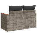 VidaXL Sofa ogrodowa z poduszkami, 2-osobowa, szara, polirattan