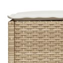 VidaXL Stołek ogrodowy z poduszką, beżowy, 63,5x56x32 cm, rattan PE