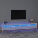 VidaXL Szafka pod TV z oświetleniem LED, biała z połyskiem,270x35x40cm