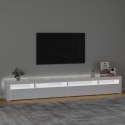 VidaXL Szafka pod TV z oświetleniem LED, biała z połyskiem,270x35x40cm