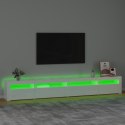 VidaXL Szafka pod TV z oświetleniem LED, biała z połyskiem,270x35x40cm