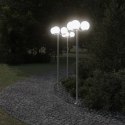 VidaXL Stojące lampy ogrodowe, 3 szt, srebrne, 215 cm, stal nierdzewna