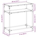 VidaXL Stolik kawowy z czarnym, szklanym blatem, 80x35x81 cm, stal