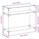 VidaXL Stolik kawowy z czarnym, szklanym blatem, 98x35x81 cm, stal