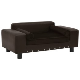 VidaXL Sofa dla psa, brązowa, 81x43x31 cm, plusz i sztuczna skóra