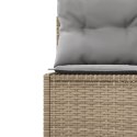 VidaXL Sofa ogrodowa, stolik i poduszki, półokrągła, beżowy rattan PE