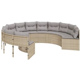 VidaXL Sofa ogrodowa z poduszkami, okrągła, beżowy rattan PE