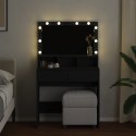 VidaXL Toaletka z oświetleniem LED, czarna, 80x41x134,5 cm