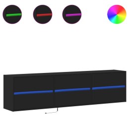 VidaXL Ścienna szafka pod TV, z LED, czarna, 180x31x45 cm