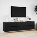 VidaXL Ścienna szafka pod TV, z LED, czarna, 180x31x45 cm