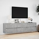 VidaXL Ścienna szafka pod TV z LED, szarość betonu, 180x31x45 cm