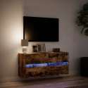 VidaXL Ścienna szafka TV z LED, przydymiony dąb, 100x31x45 cm