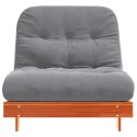 VidaXL Sofa rozkładana futon, z materacem, woskowy brąz, 90x206x11 cm