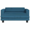 VidaXL Sofa dziecięca z podnóżkiem, niebieska, 100x50x30 cm, aksamit