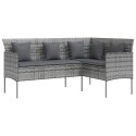 VidaXL Sofa w kształcie litery L z poduszkami, rattan PE, szara