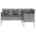 VidaXL Sofa w kształcie litery L z poduszkami, rattan PE, szara