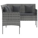 VidaXL Sofa w kształcie litery L z poduszkami, rattan PE, szara