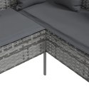 VidaXL Sofa w kształcie litery L z poduszkami, rattan PE, szara