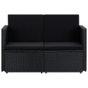 VidaXL 2-osobowa sofa ogrodowa z poduszkami, czarna, polirattan