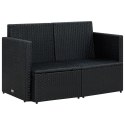 VidaXL 2-osobowa sofa ogrodowa z poduszkami, czarna, polirattan