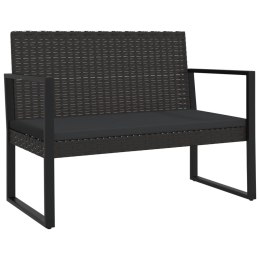 VidaXL Ławka ogrodowa z poduszkami, czarna, 106 cm, polirattan