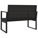 VidaXL Ławka ogrodowa z poduszkami, czarna, 106 cm, polirattan