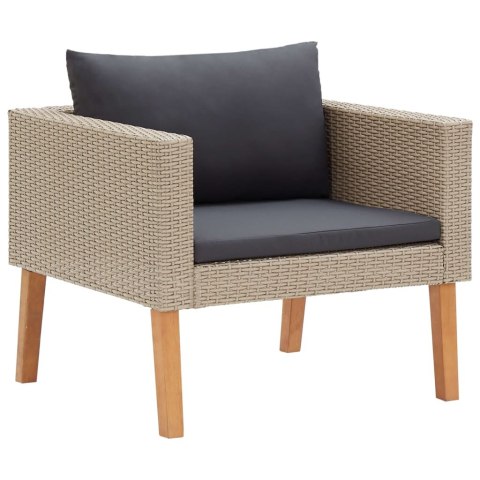 VidaXL Pojedyncza sofa ogrodowa z poduszkami, rattan PE, beż