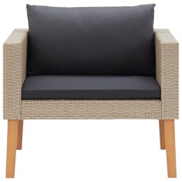 VidaXL Pojedyncza sofa ogrodowa z poduszkami, rattan PE, beż