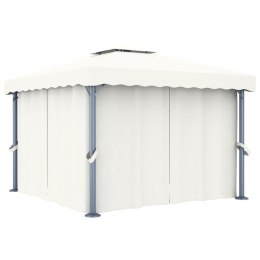 VidaXL Altana ogrodowa z zasłonami, 3 x 3 m, kremowa, aluminium