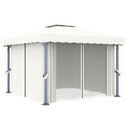 VidaXL Altana ogrodowa z zasłonami, 3 x 3 m, kremowa, aluminium