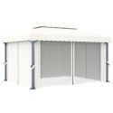 VidaXL Altana ogrodowa z zasłonami, 4 x 3 m, kremowa, aluminium