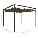 VidaXL Altana ogrodowa ze zwijanym dachem, 3x3 m, taupe, 180 g/m²