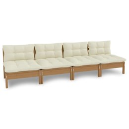 VidaXL 4-osobowa sofa ogrodowa z kremowymi poduszkami, drewno sosnowe