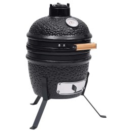 VidaXL Ceramiczny grill kamado z wędzarnią, 2-w-1, 56 cm, czarny