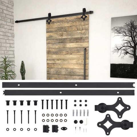 VidaXL System do montażu drzwi przesuwnych SKIEN, 183 cm, stal, czarny