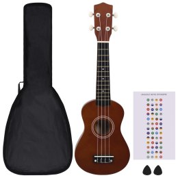 VidaXL Ukulele sopranowe z pokrowcem, dla dzieci, naturalne, 21