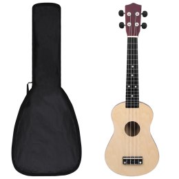 VidaXL Ukulele sopranowe z pokrowcem, dla dzieci, naturalne, 23