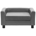 VidaXL Sofa dla psa, szara, 60x43x30 cm, plusz i sztuczna skóra