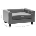 VidaXL Sofa dla psa, szara, 60x43x30 cm, plusz i sztuczna skóra