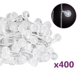 VidaXL Lampki świąteczne, 40 m, 400 diod LED, zimna biel, 8 funkcji