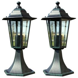 VidaXL Lampy ogrodowe, 2 szt., ciemnozielone/czarne, aluminium