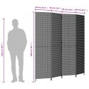 VidaXL Parawan 4-panelowy, czarny, polirattan