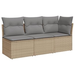 VidaXL Sofa ogrodowa z poduszkami, 3-osobowa, beż, polirattan